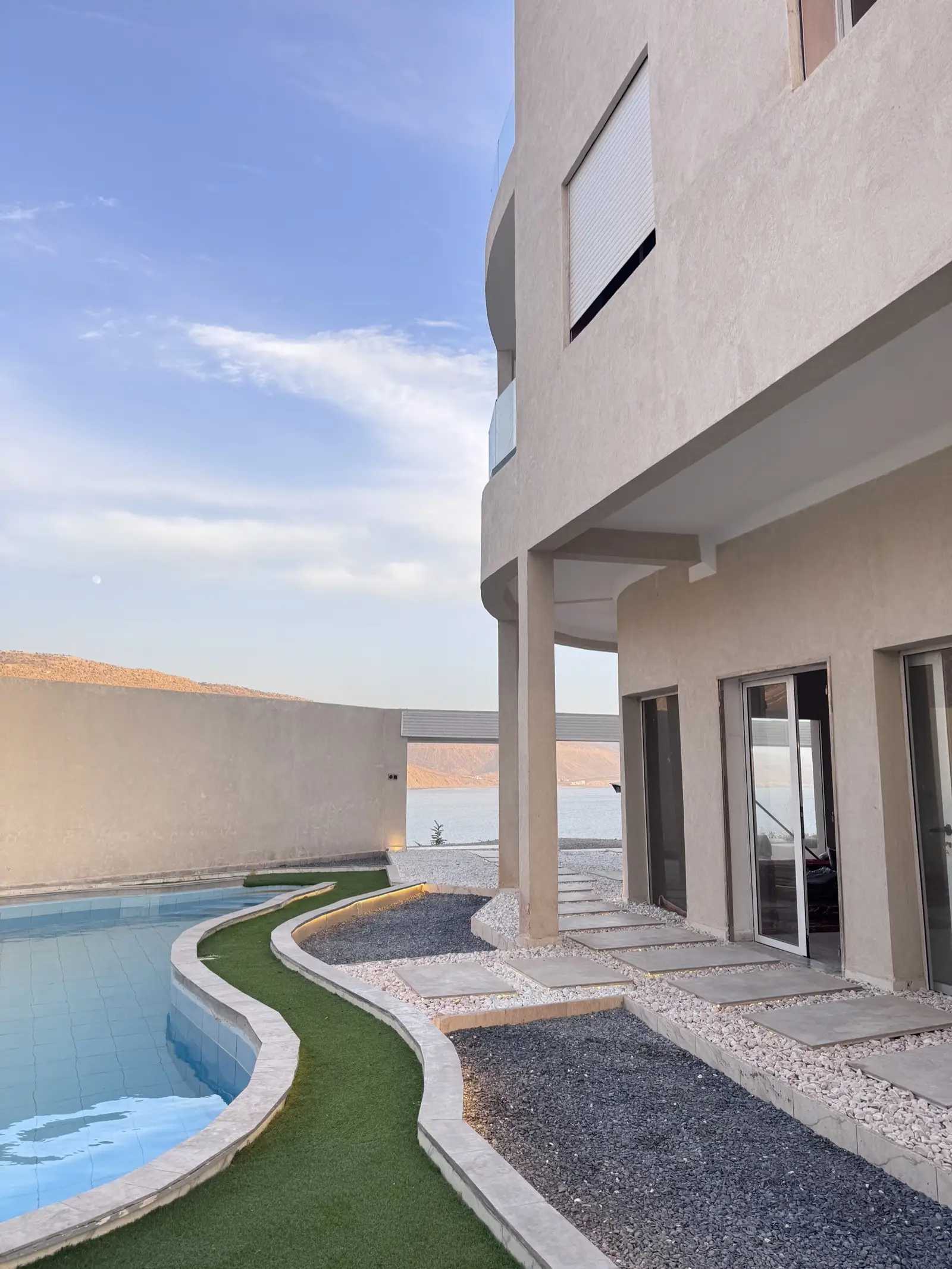 The pool · the bay beyond