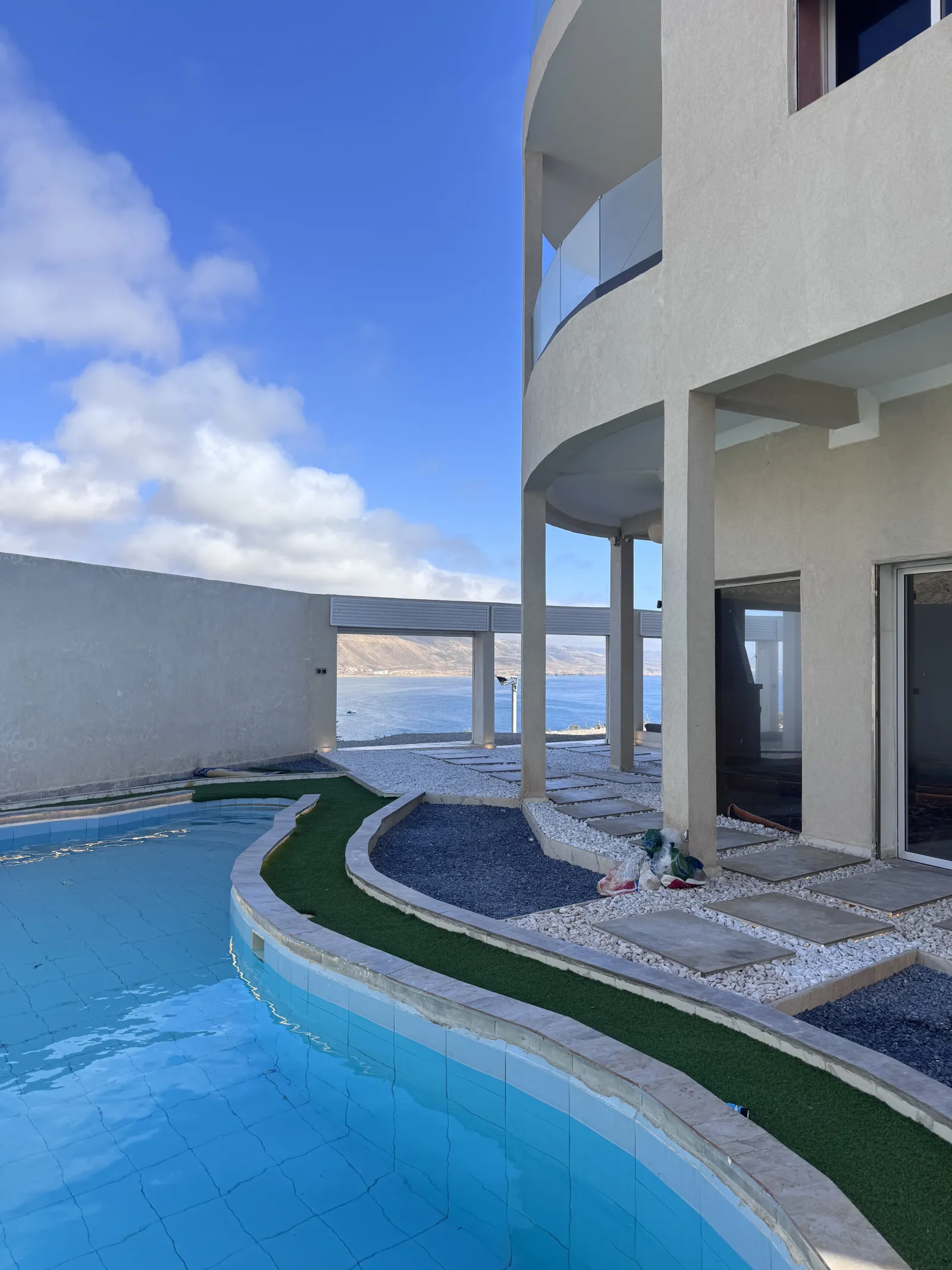 The pool · midday over the bay